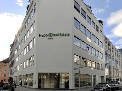 Das Geb&auml;ude der Hypo Real Estate in M&uuml;nchen.