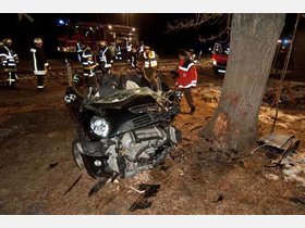 Unfall bei Berg: Mini kracht gegen Baum