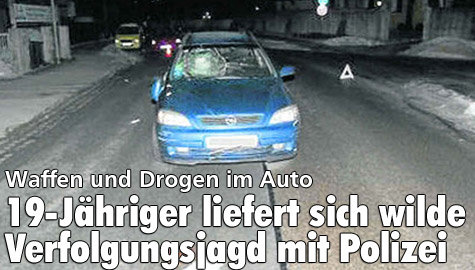 Waffen und Drogen im Auto: 19-Jähriger liefert Polizei wilde Verfolgungsjagd