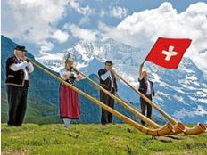 In den Walliser Bergen findet das Alphornfestival statt